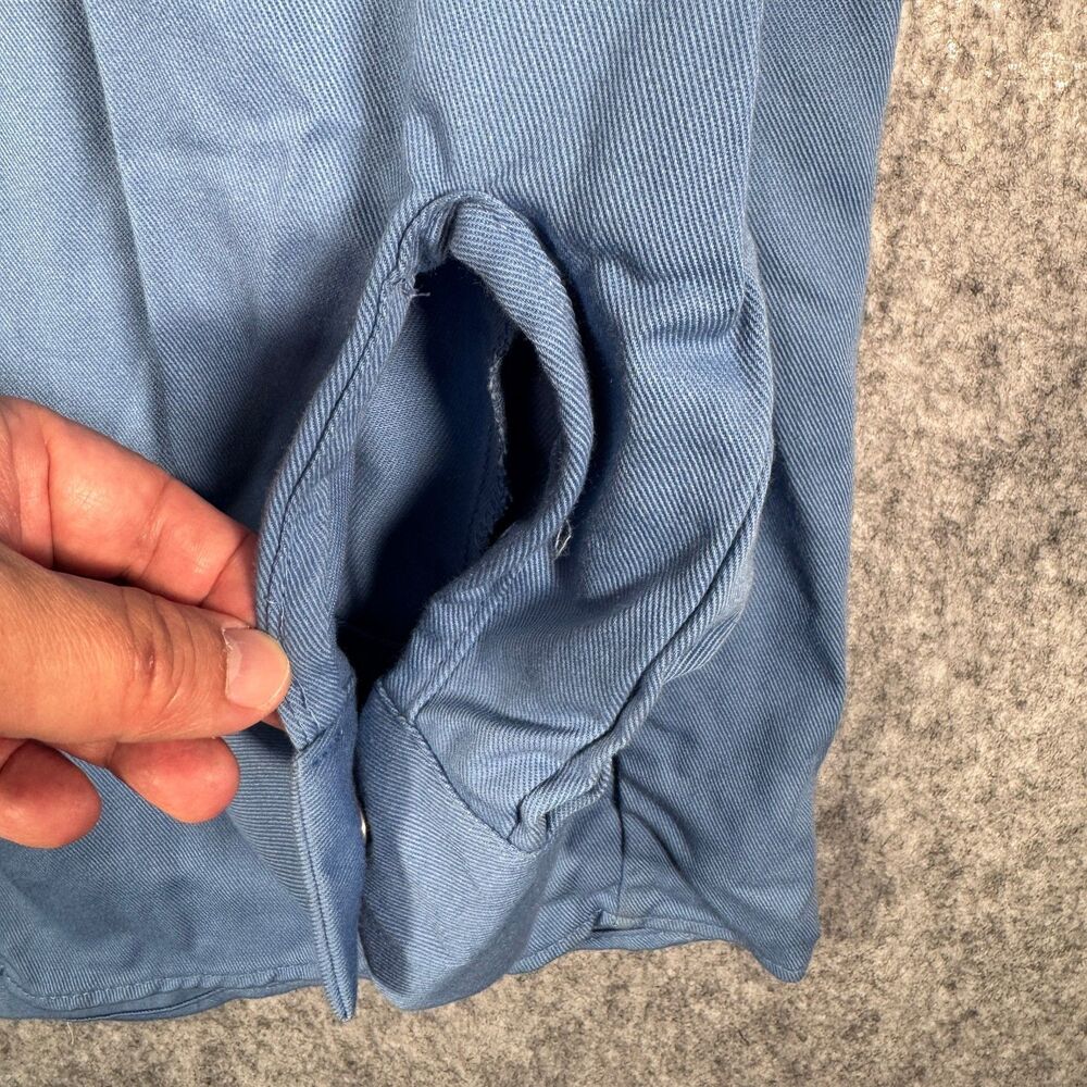 Bulwark FR Shirt Mens Large Blue Snap Button Flame Resistant Company Logo - Picture 8 of 11